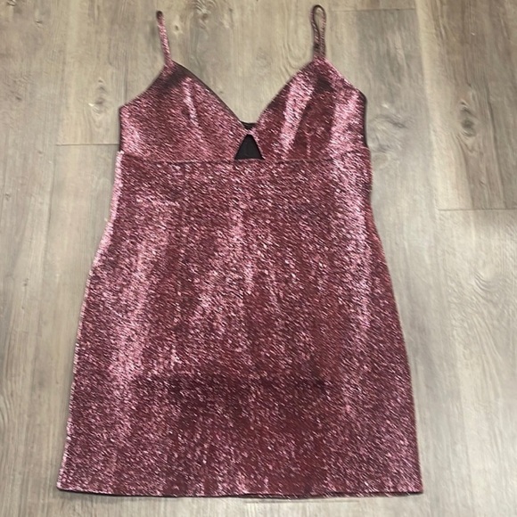 H&M Metallic Sparkling Cut out Mini Party Dress Large - Picture 10 of 12
